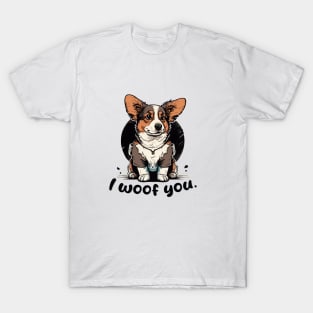 Cute Puppy with "I WOOF YOU" T-Shirt